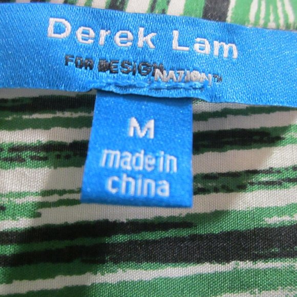 Derek Lam Design Nation Dress M Shirt Green Woodgrain Print NO BELT - Picture 3 of 9